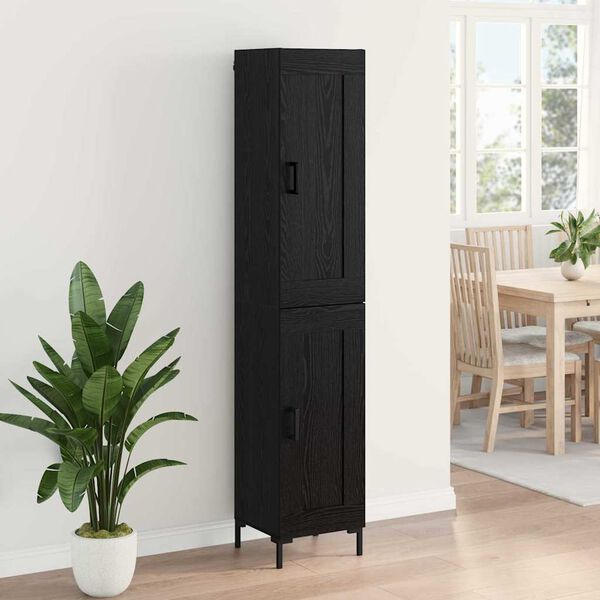 vidaXL Highboard Black Oak 34.5 x 34 x 180 cm Engineered Wood