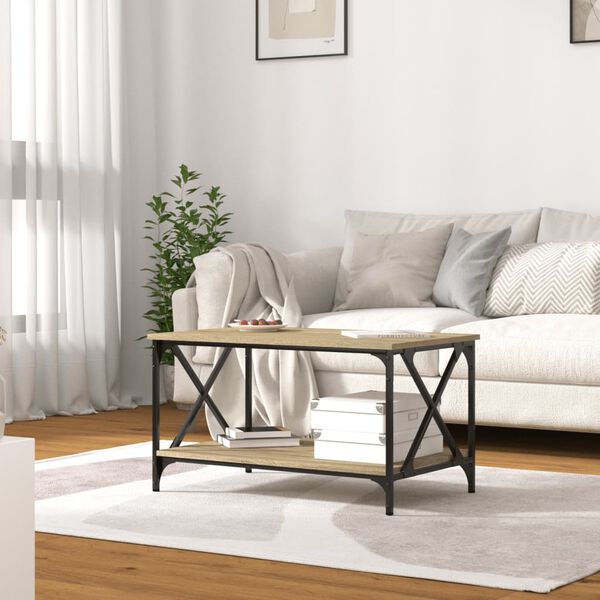 vidaXL Coffee Table Sonoma Oak 80x50x45 cm Engineered Wood and Iron