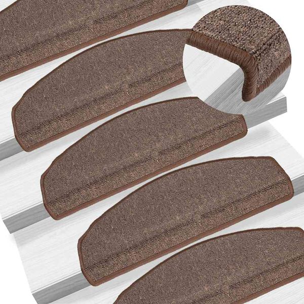 vidaXL Stair Mats 10 pcs 65x24x4 cm Coffee Brown Half Round Large