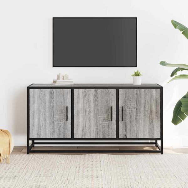 vidaXL TV Cabinet Grey Sonoma 100x35x50 cm Engineered Wood and Metal