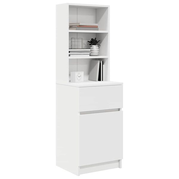 vidaXL Bedside Cabinet White 39x35x125 cm Engineered Wood