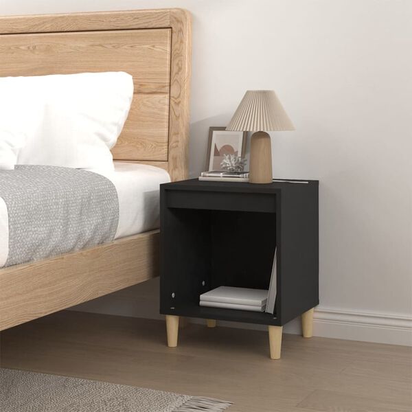 vidaXL Bedside Cabinet Black 40x35x50 cm Engineered Wood