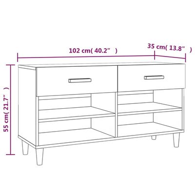 vidaXL Shoe Cabinet Grey Sonoma 102x35x55 cm Engineered Wood