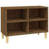 vidaXL TV Cabinet with Solid Wood Legs Brown Oak 69,5x30x50 cm