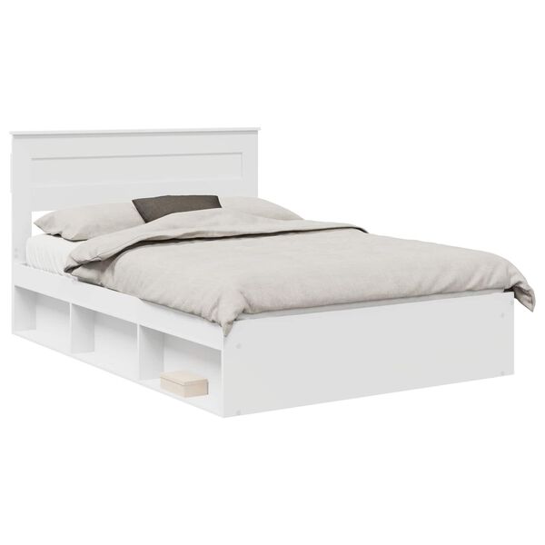 vidaXL Bed Frame with Headboard White 150 x 200 cm Solid Pine Wood