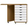 vidaXL Rolling Cabinet with Desk MOSS Honey Brown Solid Wood Pine