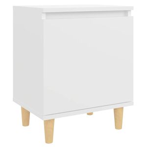 vidaXL Bed Cabinet with Solid Wood Legs White 40x30x50 cm