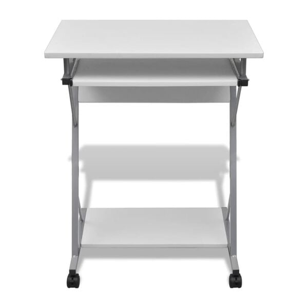 vidaXL Compact Computer Desk with Pull-out Keyboard Tray White