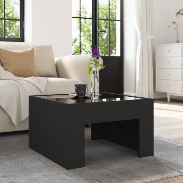 vidaXL Coffee Table with Infinity LED Black 50x50x30 cm