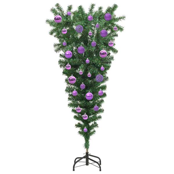 vidaXL Upside-down Artificial Pre-lit Christmas Tree with Ball Set