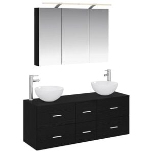 vidaXL Bathroom Furniture Set 4 pcs Black Oak