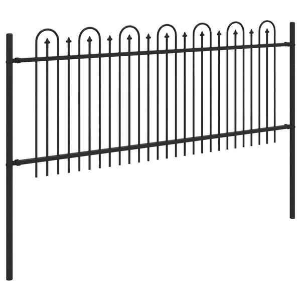 vidaXL Spike Arch Fence Black 200 x 130 cm Powder-Coated Steel