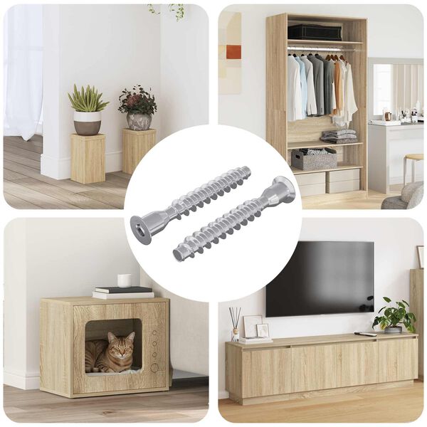 vidaXL Confirmat Screws 2 pcs Silver &Oslash;7 x 50 mm Metal