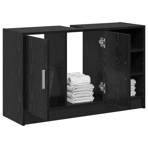vidaXL Bathroom Cabinet Black Oak 90 x 29 x 55 cm Engineered wood