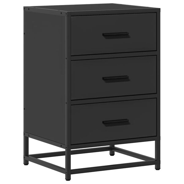vidaXL Bedside Cabinet Black 40x34.5x60 cm Engineered Wood and Metal