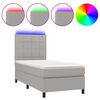 vidaXL Box Spring Bed with Mattress&LED Light Grey 80x200 cm Fabric