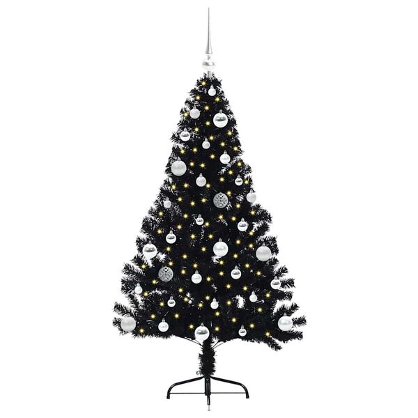 vidaXL Artificial Pre-lit Christmas Tree Black 150 cm PVC