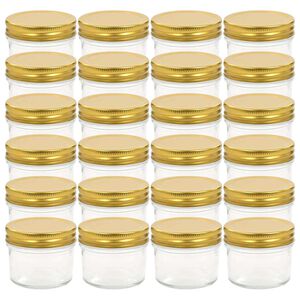 vidaXL Glass Jam Jars with Gold Lids 24 pcs 110 ml