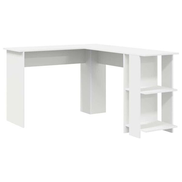 vidaXL Corner Desk with Storage with Shelf White 140 x 113.5 x 75 cm