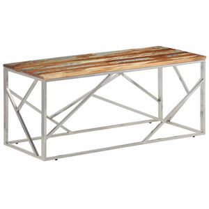 vidaXL Coffee Table Silver Stainless Steel and Solid Reclaimed Wood