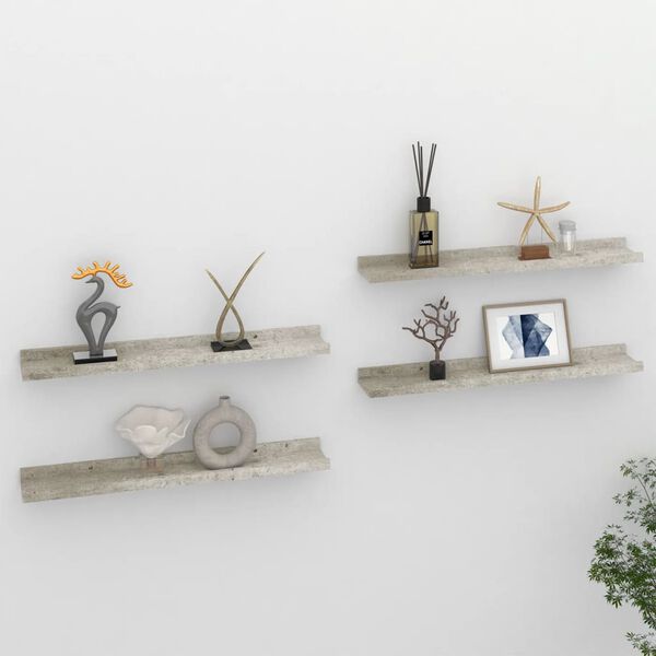 vidaXL Wall Shelves 4 pcs Concrete Grey 60x9x3 cm