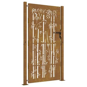 vidaXL Garden Gate 100x200 cm Corten Steel Bamboo Design