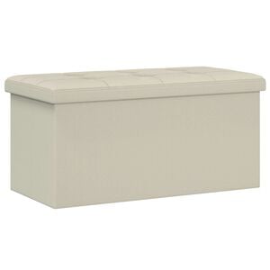 vidaXL Foldable Storage Bench White 180 kg 80 L 77 x 38 x 38 cm Linen