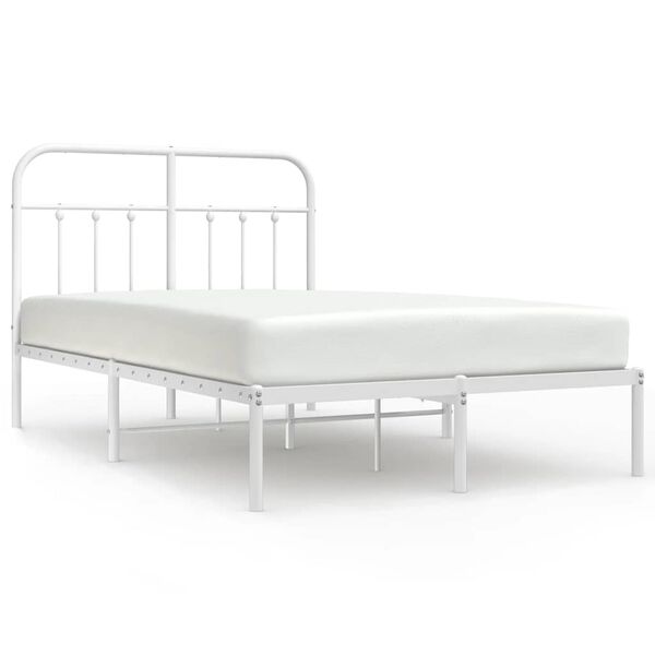 vidaXL Metal Bed Frame without Mattress with Headboard White 120x190cm