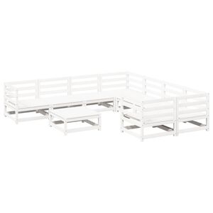 vidaXL 9 Piece Garden Sofa Set White Solid Wood Pine