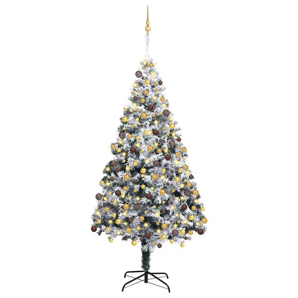vidaXL Artificial Christmas Tree with 300 LEDs with Stand White 180 cm