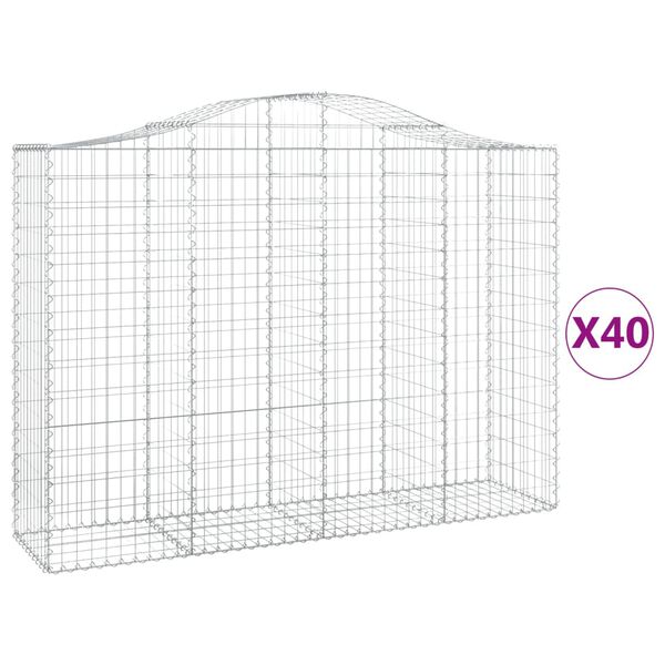 vidaXL Arched Gabion Baskets 40 pcs 200x50x140/160 cm Galvanised Iron