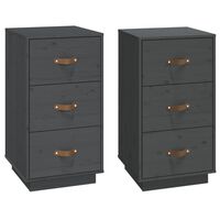 vidaXL Bedside Cabinets 2 pcs Grey 40x40x75 cm Solid Wood Pine