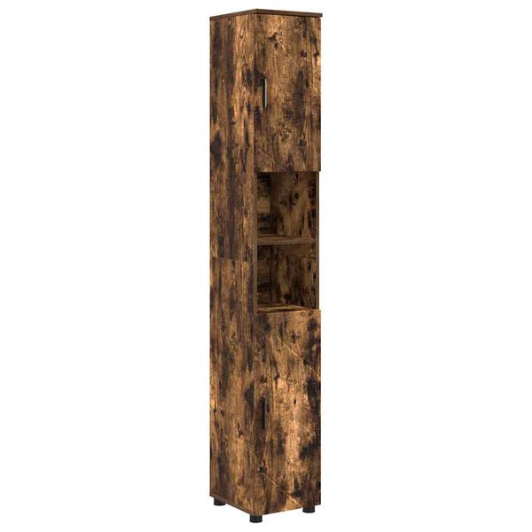 vidaXL Bathroom Cabinet with Storage Smoked Oak 30 x 35 x 192 cm