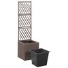 vidaXL Trellis Raised Bed with 1 Pot 30x30x107 cm Poly Rattan Brown