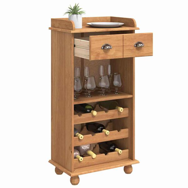 vidaXL Wine Cabinet ASKIM Brown 57 x 37 x 114 cm Solid pine wood