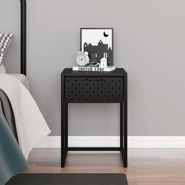 vidaXL Nightstand Black 38x35x54 cm Steel