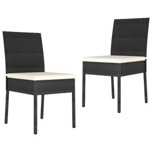 vidaXL Dining Chair | Set of 2 | Black | Poly rattan | Standard | Durable