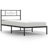 vidaXL Metal Bed Frame without Mattress with Headboard Black 107x203cm
