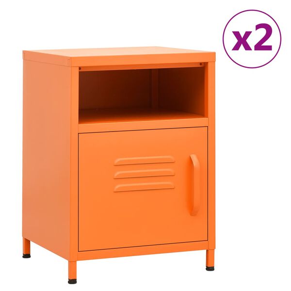 vidaXL Nightstands 2 pcs Orange 35x35x51 cm Steel