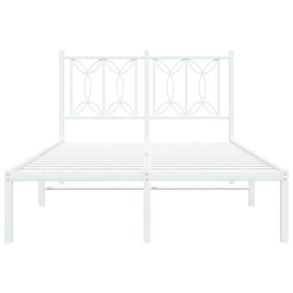 vidaXL Metal Bed Frame without Mattress with Headboard White 120x200cm