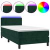 vidaXL Box Spring Bed with Mattress&LED Dark Green 90x200cm Velvet