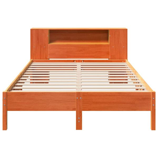 vidaXL Bookcase Bed without Mattress Wax Brown 135x190 cm Double Solid Wood Pine