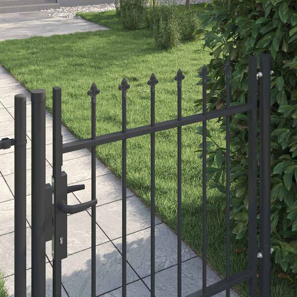 vidaXL Fence Gate Grey 100 x 100 cm Powder coated steel
