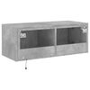 vidaXL TV Wall Cabinet with LED Lights Concrete Grey 80x35x31 cm