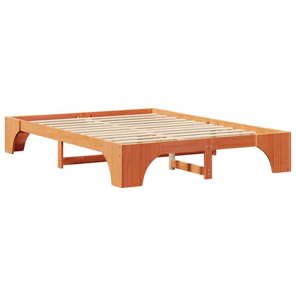 vidaXL Bed Frame Wax Brown 160 x 200 cm Solid Pine Wood