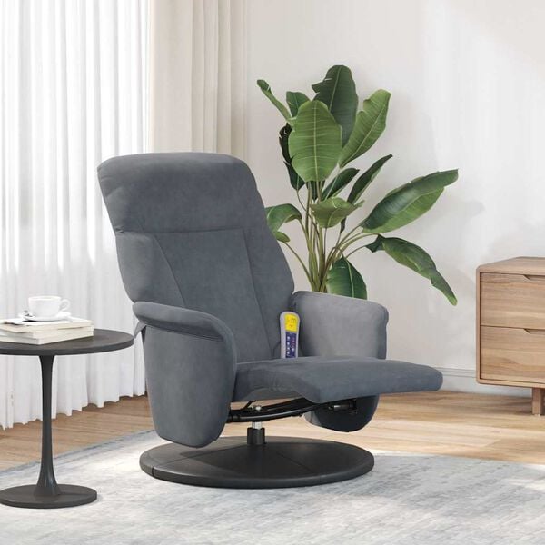 vidaXL Massage Recliner Chair Dark Grey 91 x 71 x 105 cm Velvet