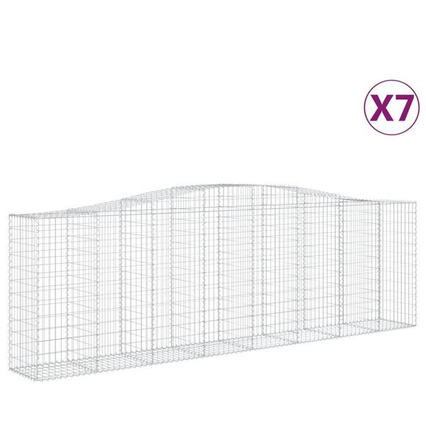 vidaXL Arched Gabion Baskets 7 pcs 400x50x120/140 cm Galvanised Iron