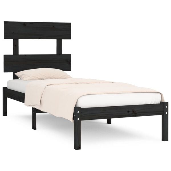 vidaXL Bed Frame without Mattress Black 100x200 cm Solid Wood
