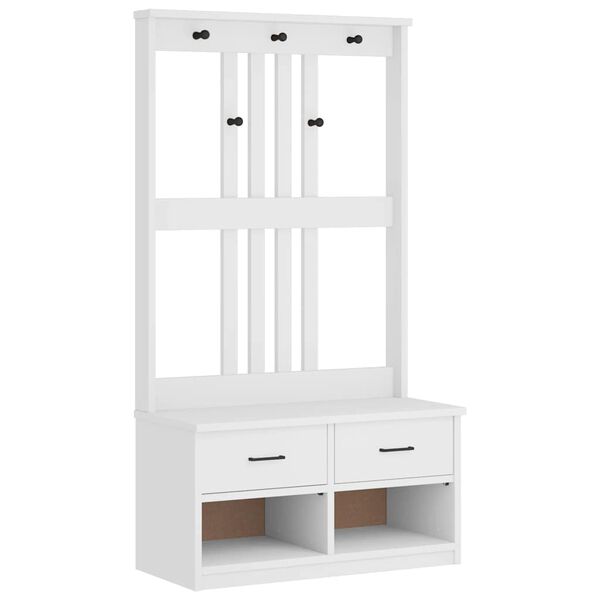 vidaXL Hall Tree SANDNES White 87x40x159.5cm Solid Wood Pine
