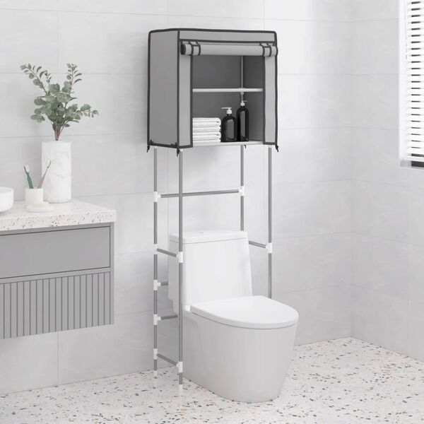 vidaXL 2-Tier Storage Rack over Toilet Grey 56x30x170 cm Iron